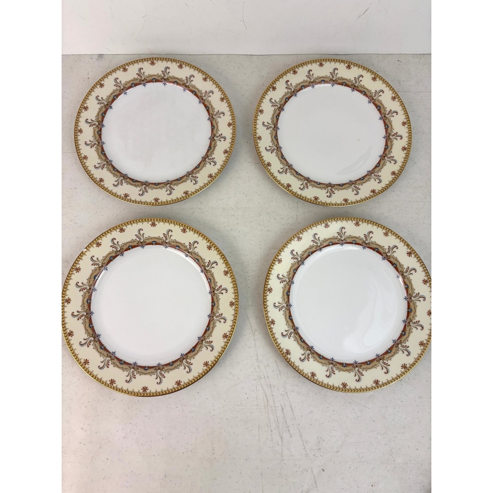 Vintage Meito China Japan 8" Salad Plates Gold Floral Set of 4 One Chipped